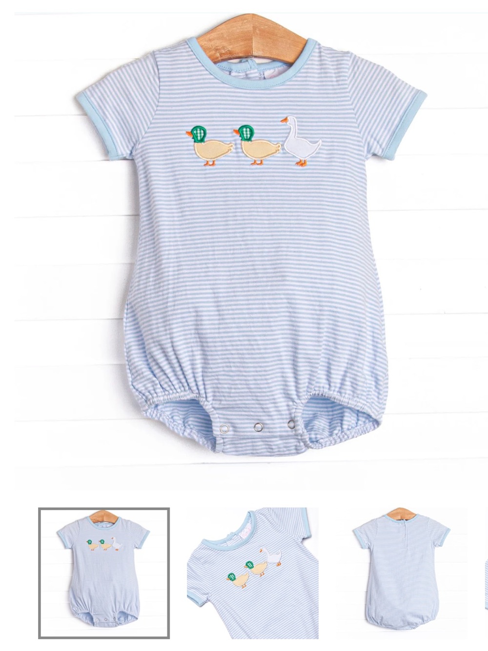Stitchy Fish 2T Blue Stripe Duck Duck Goose Appliqué Bubble